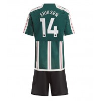 Camiseta Manchester United Christian Eriksen #14 Visitante Equipación para niños 2023-24 manga corta (+ pantalones cortos)